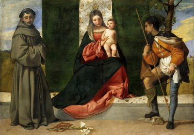 La Virgen y el Niño entre San Antonio de Padua y San Roque de Tiziano Vecelli